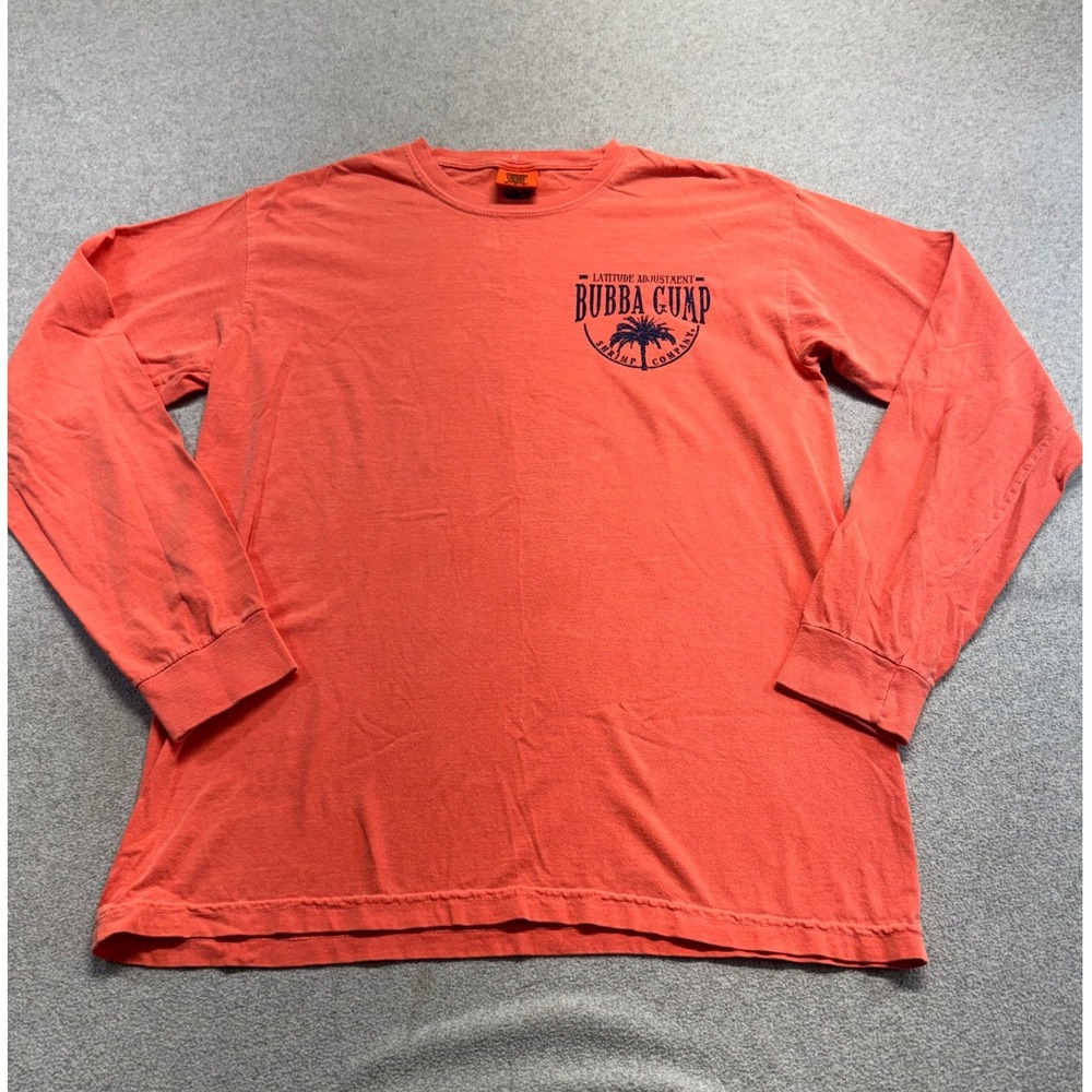 Bubba Gump Shrimp Co Comfort Colors Shirt M Coral Latitude Adjustment Retro Surf